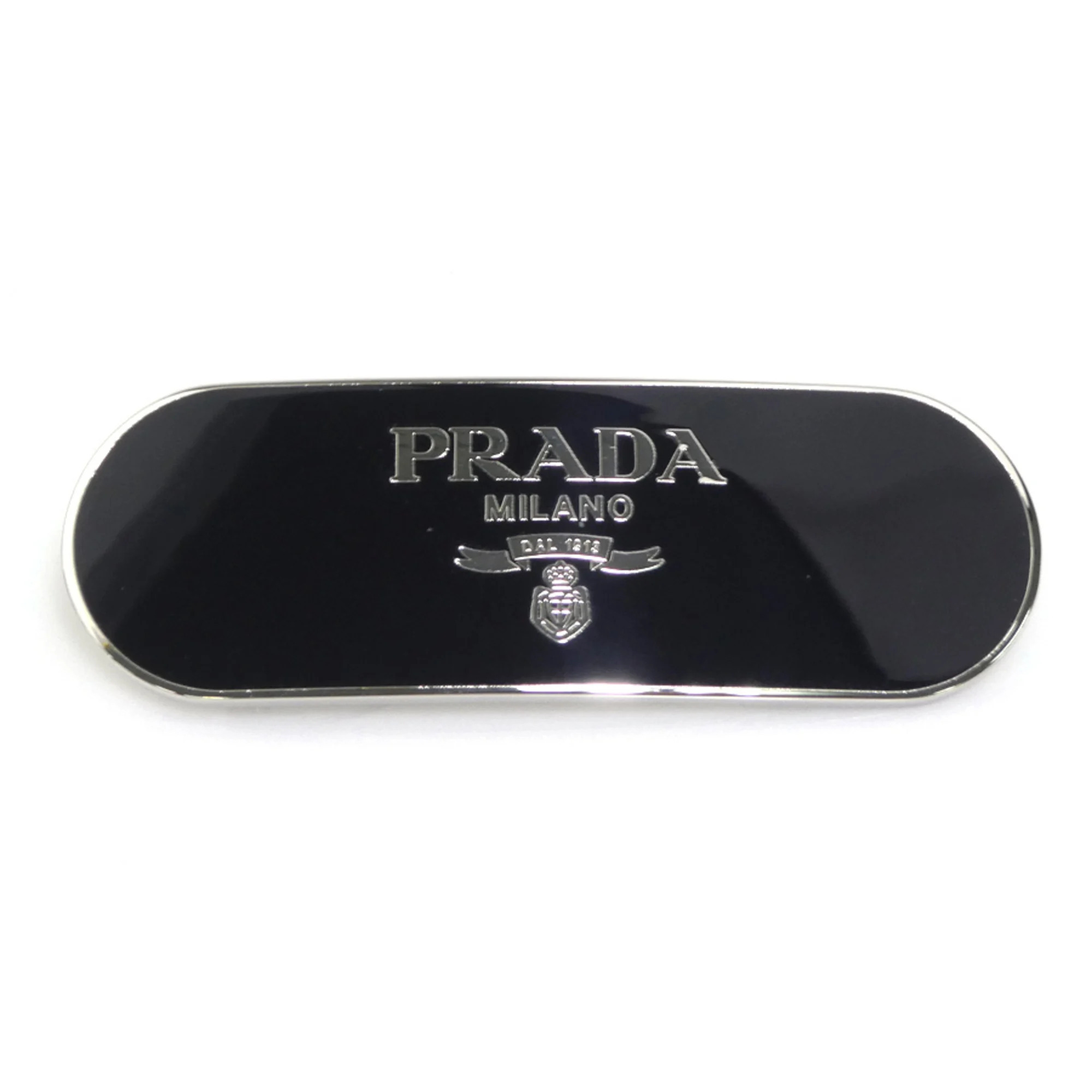 Prada Barrette, Metal, Black And Silver, Women's, R11251i